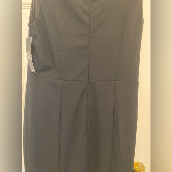 NEW YORK & COMPANY MIDI BLACK DRESS With Flowers on left shoulder size small NWT - Picture 14 of 14
